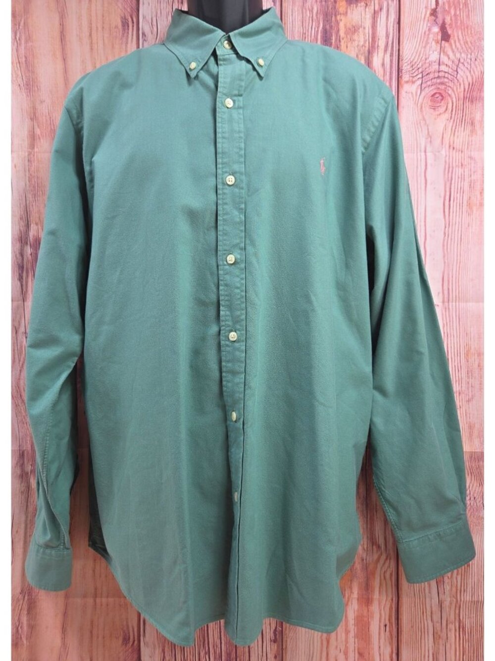 Polo Ralph Lauren Mens Green Classic Fit Button-Up Shirt XL Pink Pony Logo